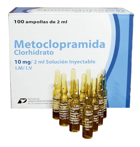 Metoclopramida Clorhidrato 10 mg/2 ml, Solución inyectable